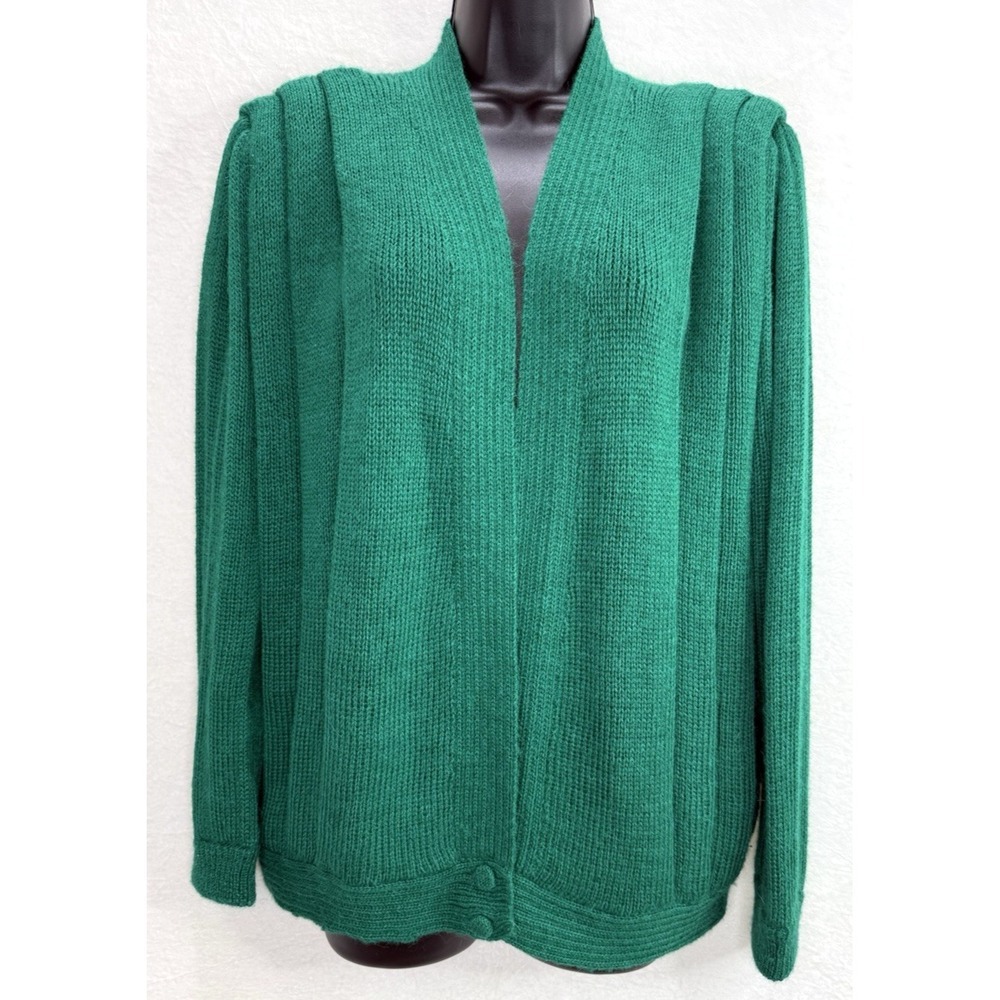 Vintage Women's Green Handmade Pleated Sweater Size Large